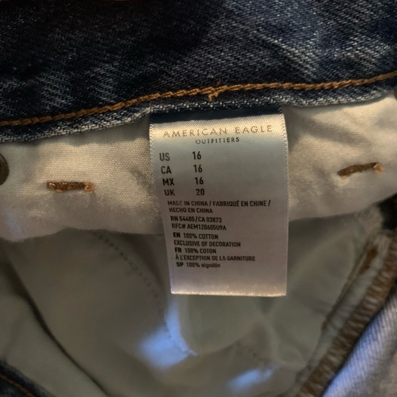 American Eagle Shorts Mom Jean Denim Blue High Rise Cotton Women’s 16 - Picture 7 of 8